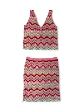 Torn by Ronny Kobo Zigzag Chevron Knit Set - Top (M) & Skirt (8)